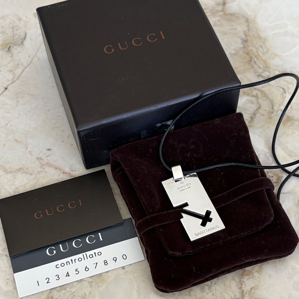 Gucci 925 Sterling Silver Sagittarius Unisex Necklace Dustbag, Box & Cards